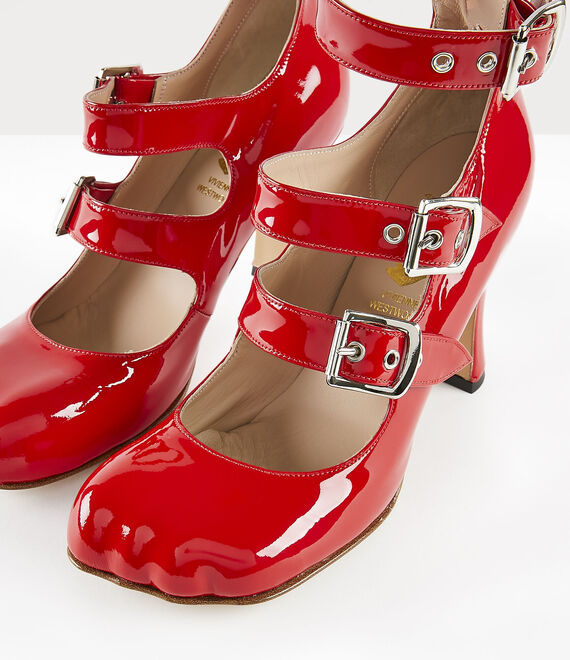 Vivienne Westwood Animal Toe Three-Strap Shoe in red